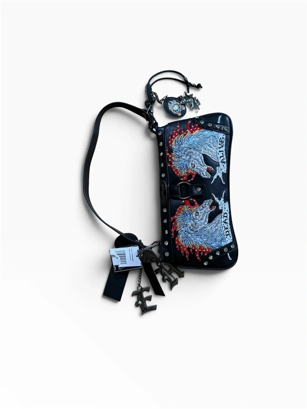 Ed Hardy- NWT! “Live Fast Die Hard” Embroidered Eagle Shoulder Bag